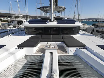 Deck of SERENDIPITY, a Lagoon 51 catamaran at Sukošan, Croatia