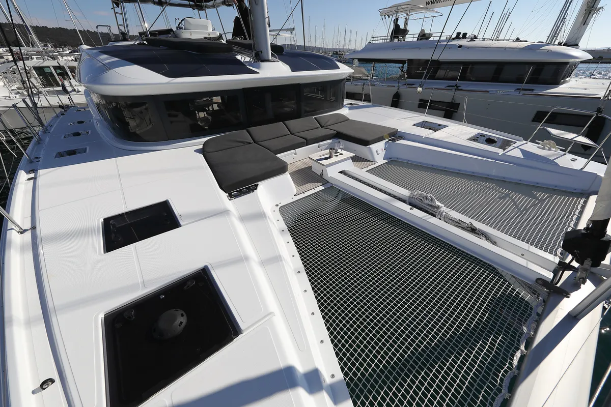 Deck of SERENDIPITY, a Lagoon 51 catamaran at Sukošan, Croatia