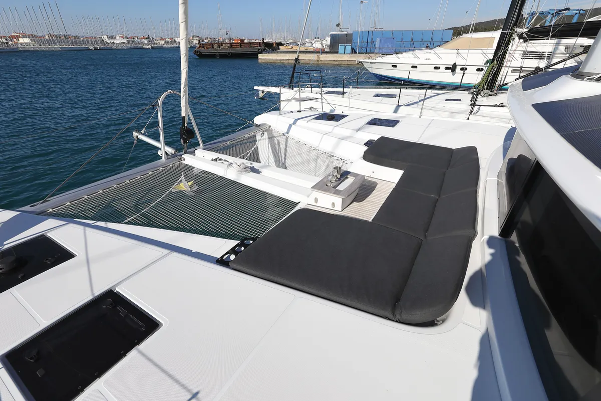 Deck of SERENDIPITY, a Lagoon 51 catamaran at Sukošan, Croatia
