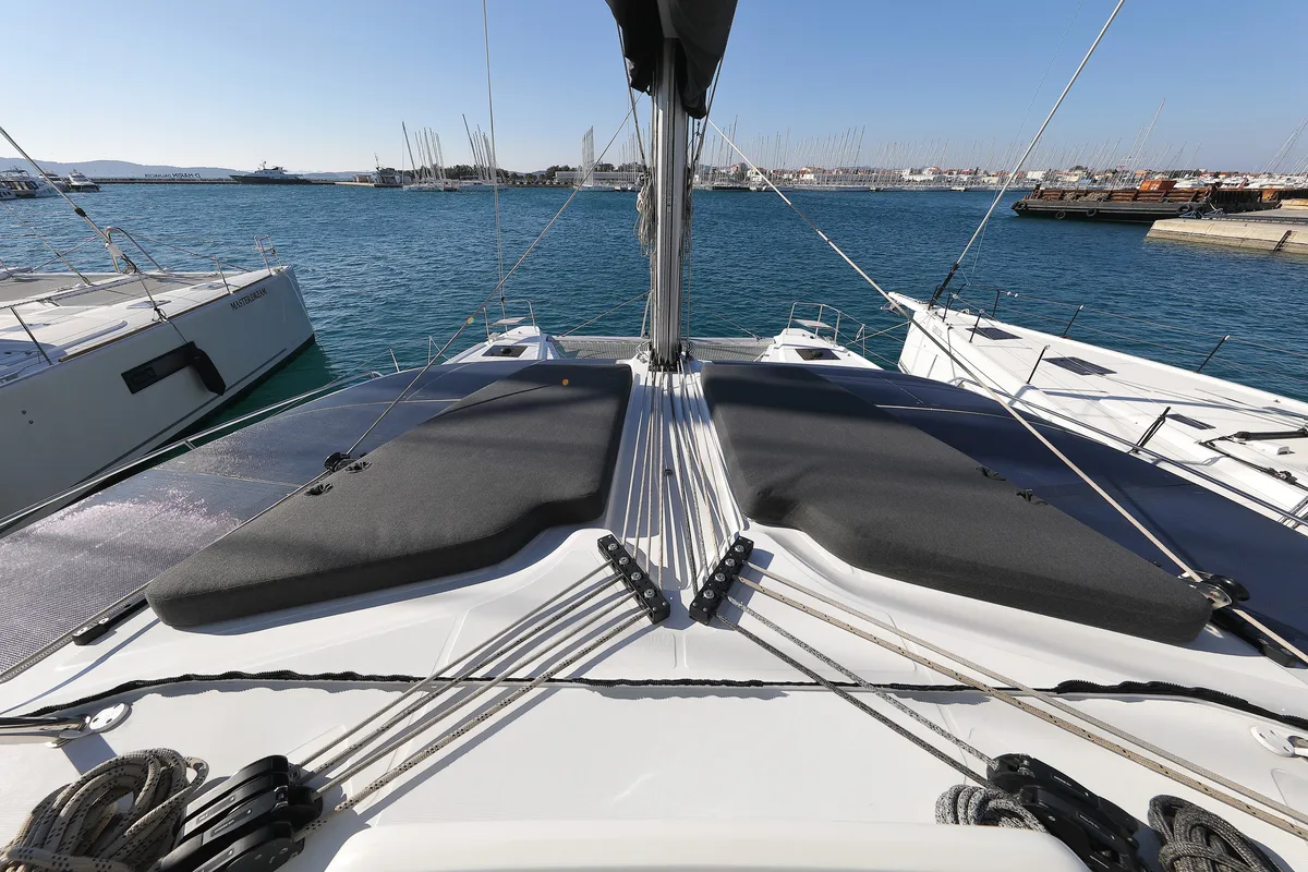 Deck of SERENDIPITY, a Lagoon 51 catamaran at Sukošan, Croatia