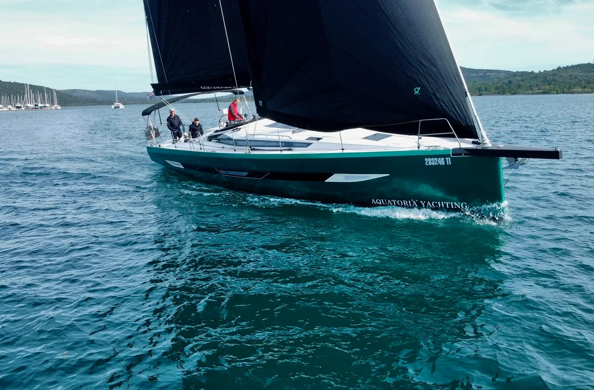 Exterior view of Loki, a Elan E6 sailboat at Pirovac, Croatia