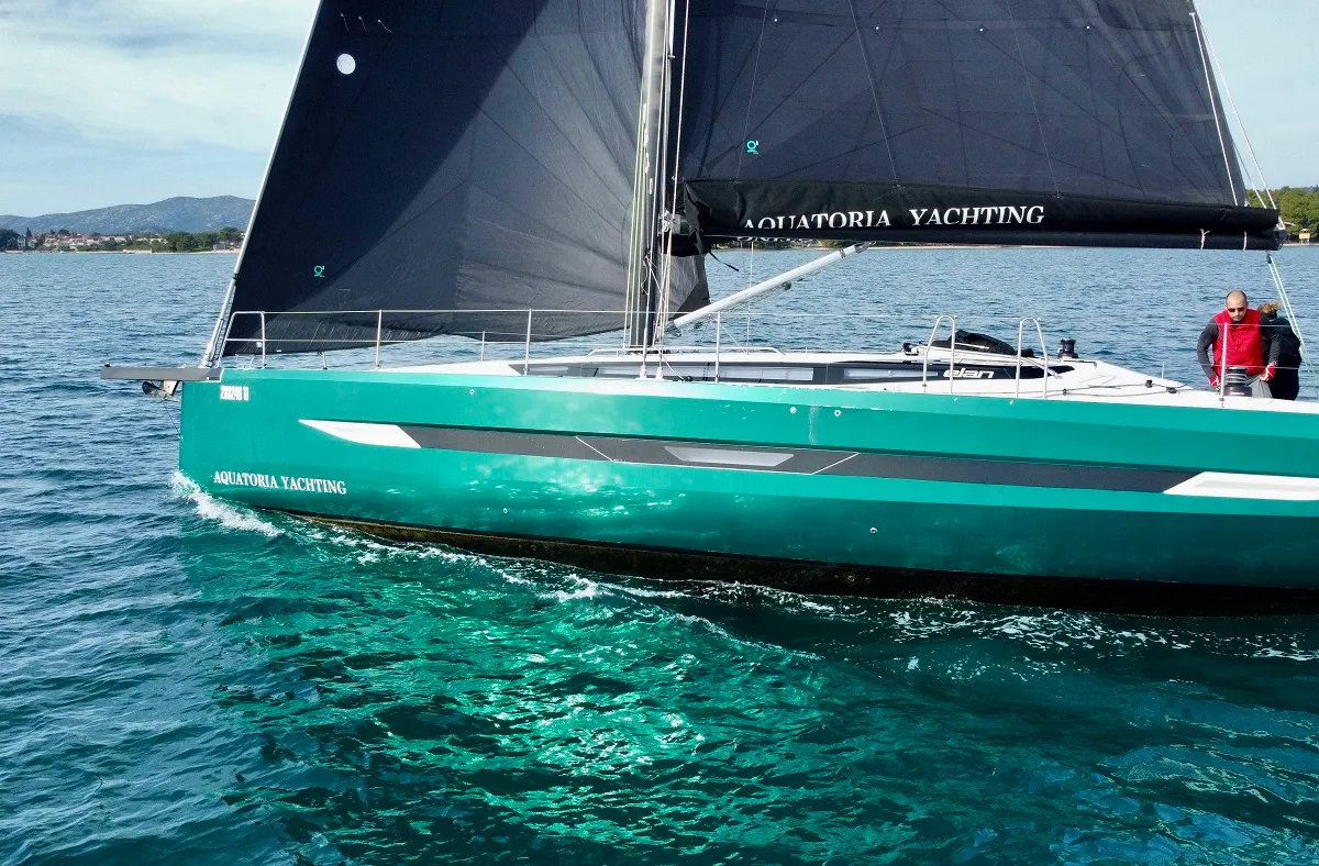Exterior view of Loki, a Elan E6 sailboat at Pirovac, Croatia