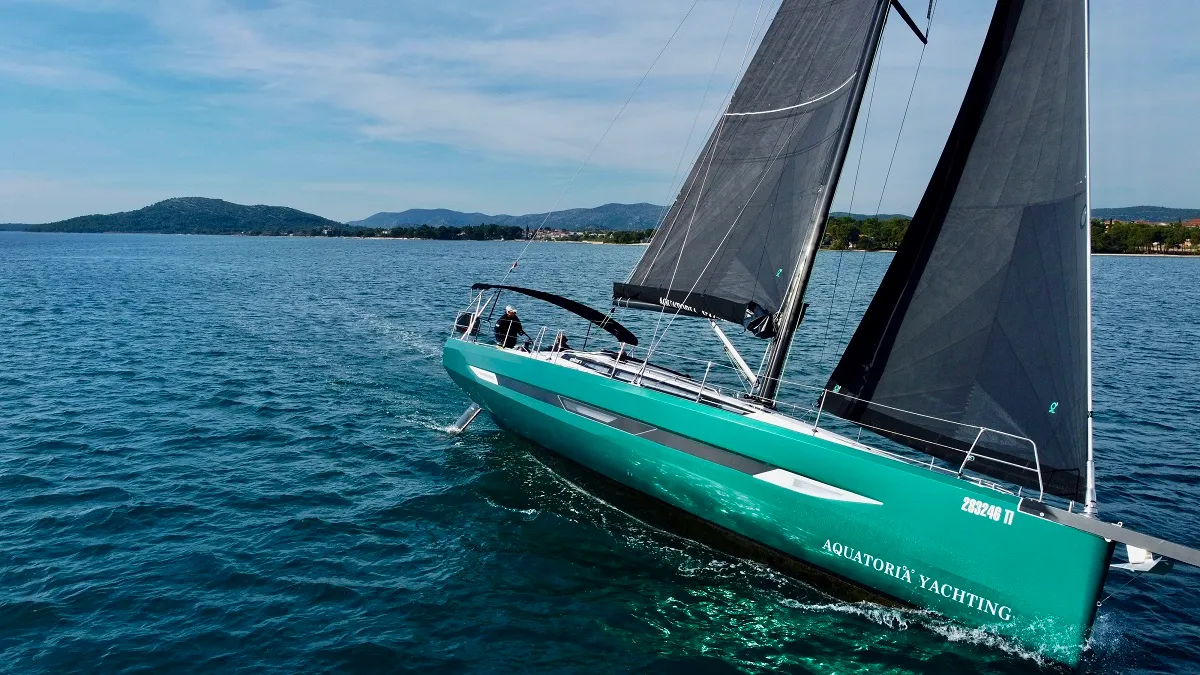 Exterior view of Loki, a Elan E6 sailboat at Pirovac, Croatia