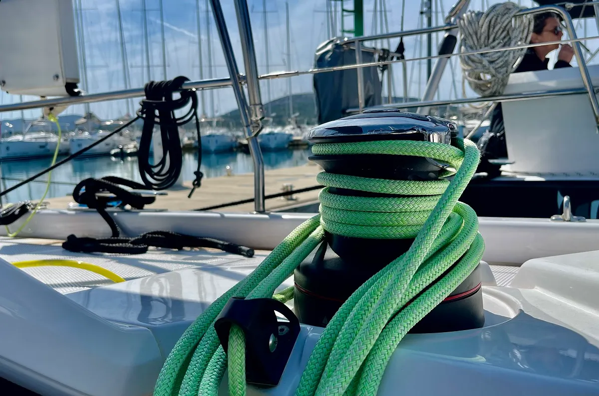 Deck of Loki, a Elan E6 sailboat at Pirovac, Croatia