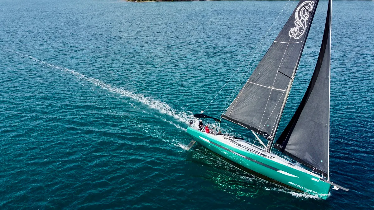 Exterior view of Loki, a Elan E6 sailboat at Pirovac, Croatia