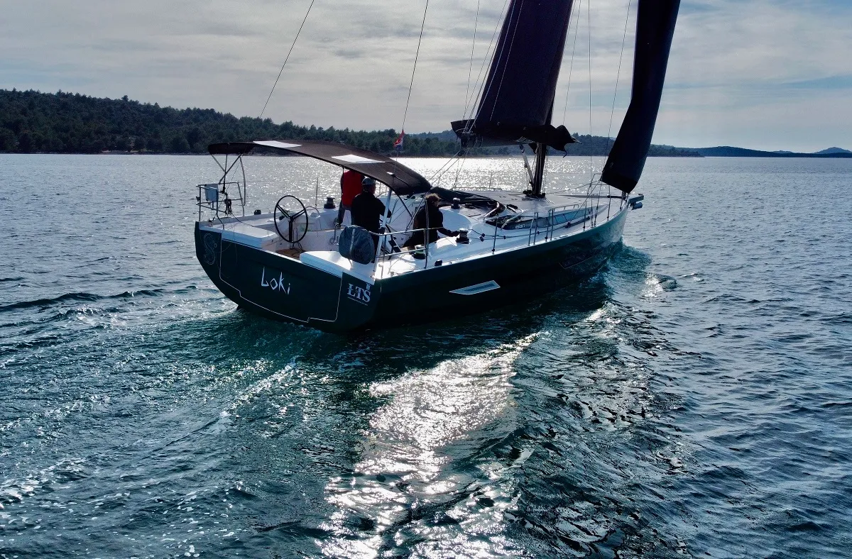 Exterior view of Loki, a Elan E6 sailboat at Pirovac, Croatia