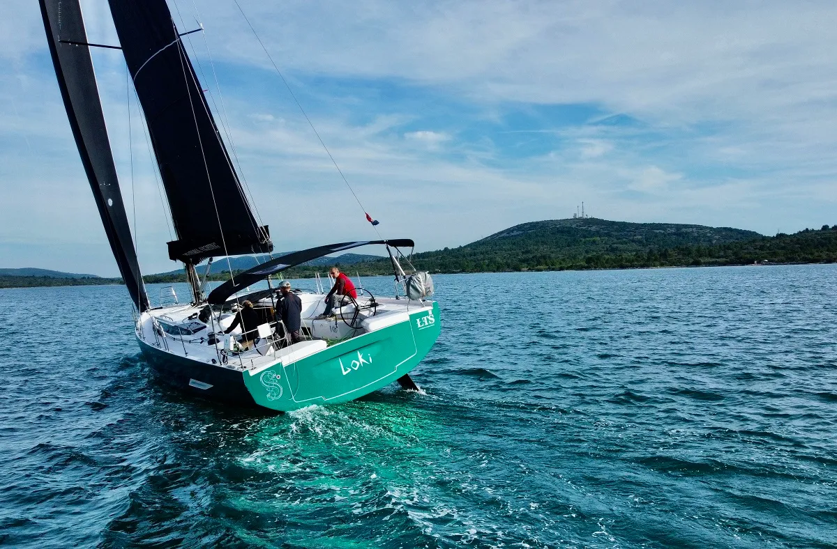 Exterior view of Loki, a Elan E6 sailboat at Pirovac, Croatia
