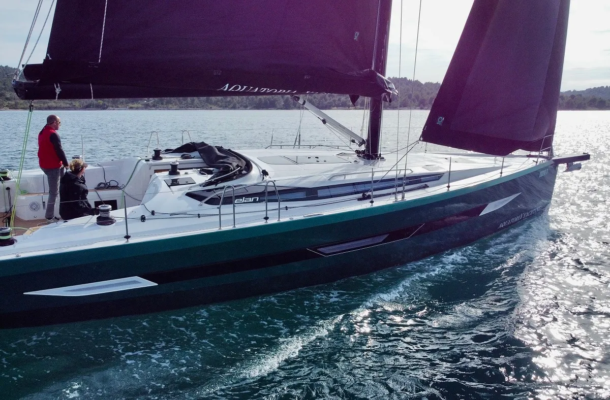 Exterior view of Loki, a Elan E6 sailboat at Pirovac, Croatia