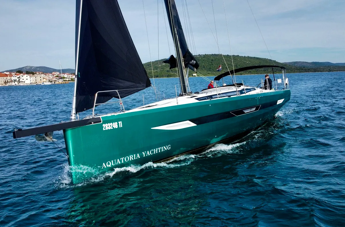 Exterior view of Loki, a Elan E6 sailboat at Pirovac, Croatia