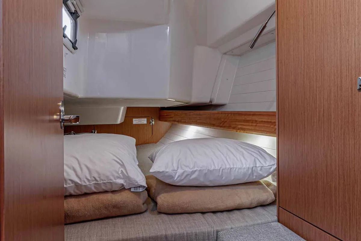 Cabin on Moonrise, a Bavaria Cruiser 34 sailboat at Municipal Unit of Lefkada, Greece