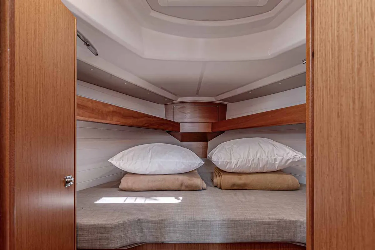 Cabin on Moonrise, a Bavaria Cruiser 34 sailboat at Municipal Unit of Lefkada, Greece