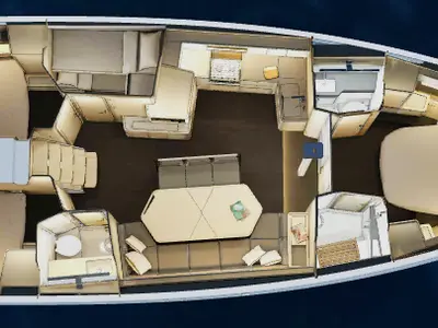 Floor plan of Midi, a Dufour 48 sailboat at Marseille, France