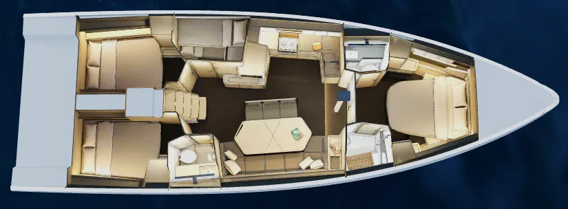 Floor plan of Midi, a Dufour 48 sailboat at Marseille, France