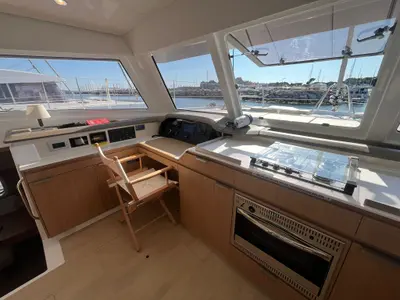 Cockpit of Go With The Flow, a Bali Catspace OW catamaran at Hyères, France