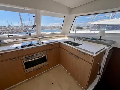 Galley of Go With The Flow, a Bali Catspace OW catamaran at Hyères, France