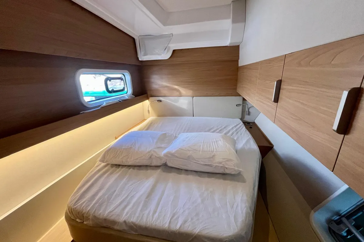 Cabin on Go With The Flow, a Bali Catspace OW catamaran at Hyères, France
