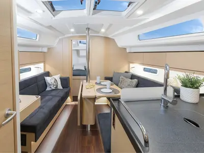 Salon of Ursa, a Hanse 348 sailboat at Cogolin, France