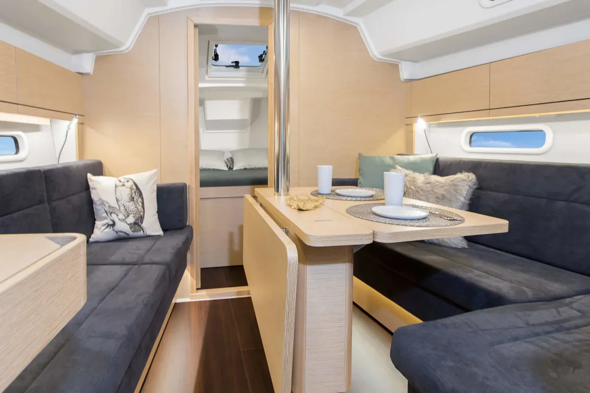 Salon of Ursa, a Hanse 348 sailboat at Cogolin, France