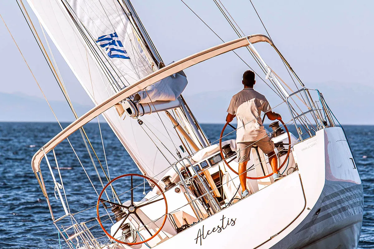 Cockpit of Athena, a X-Yachts X4⁶ sailboat at Lavrion, Greece