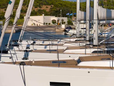Deck of Athena, a X-Yachts X4⁶ sailboat at Lavrion, Greece