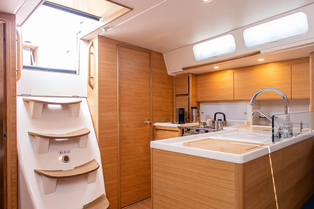 Galley of Athena, a X-Yachts X4⁶ sailboat at Lavrion, Greece