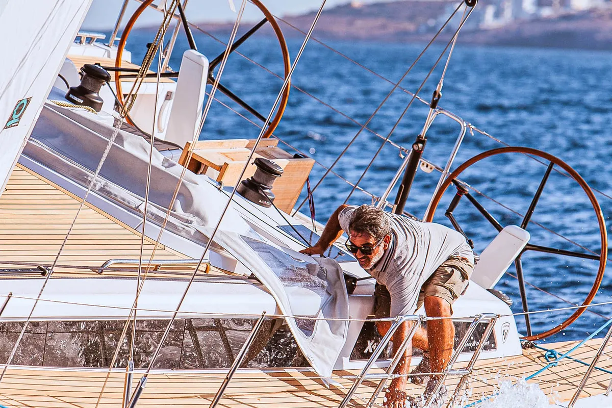 Deck of Athena, a X-Yachts X4⁶ sailboat at Lavrion, Greece