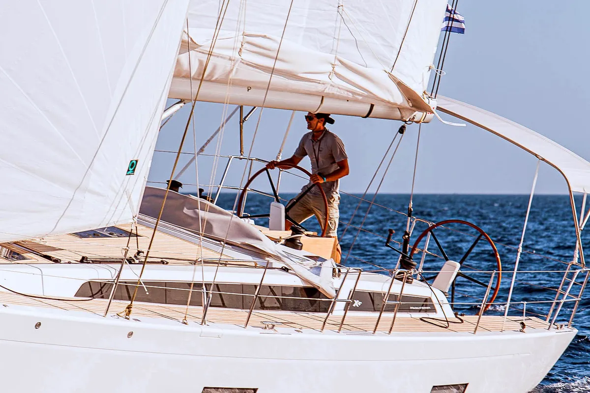 Cockpit of Athena, a X-Yachts X4⁶ sailboat at Lavrion, Greece