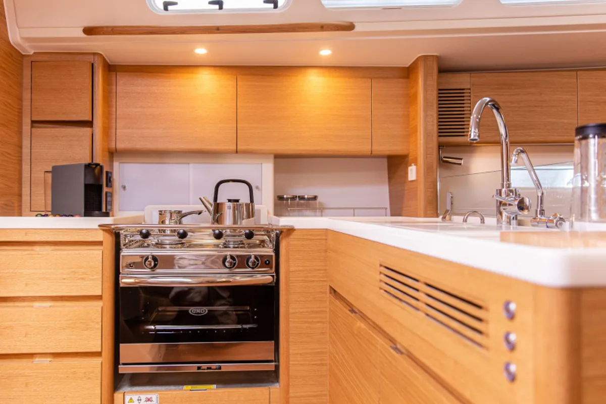 Galley of Athena, a X-Yachts X4⁶ sailboat at Lavrion, Greece