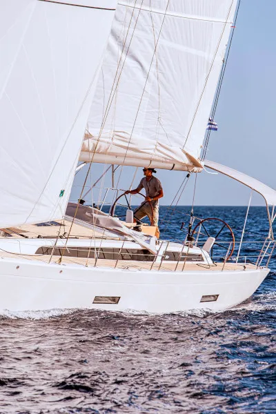 Cockpit of Athena, a X-Yachts X4⁶ sailboat at Lavrion, Greece