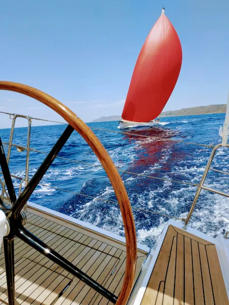 Cockpit of Athena, a X-Yachts X4⁶ sailboat at Lavrion, Greece