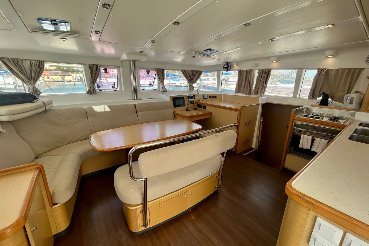Salon of Celia, a Lagoon 440 catamaran at Marina, Croatia