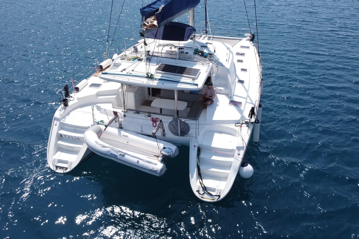 Exterior view of Celia, a Lagoon 440 catamaran at Marina, Croatia