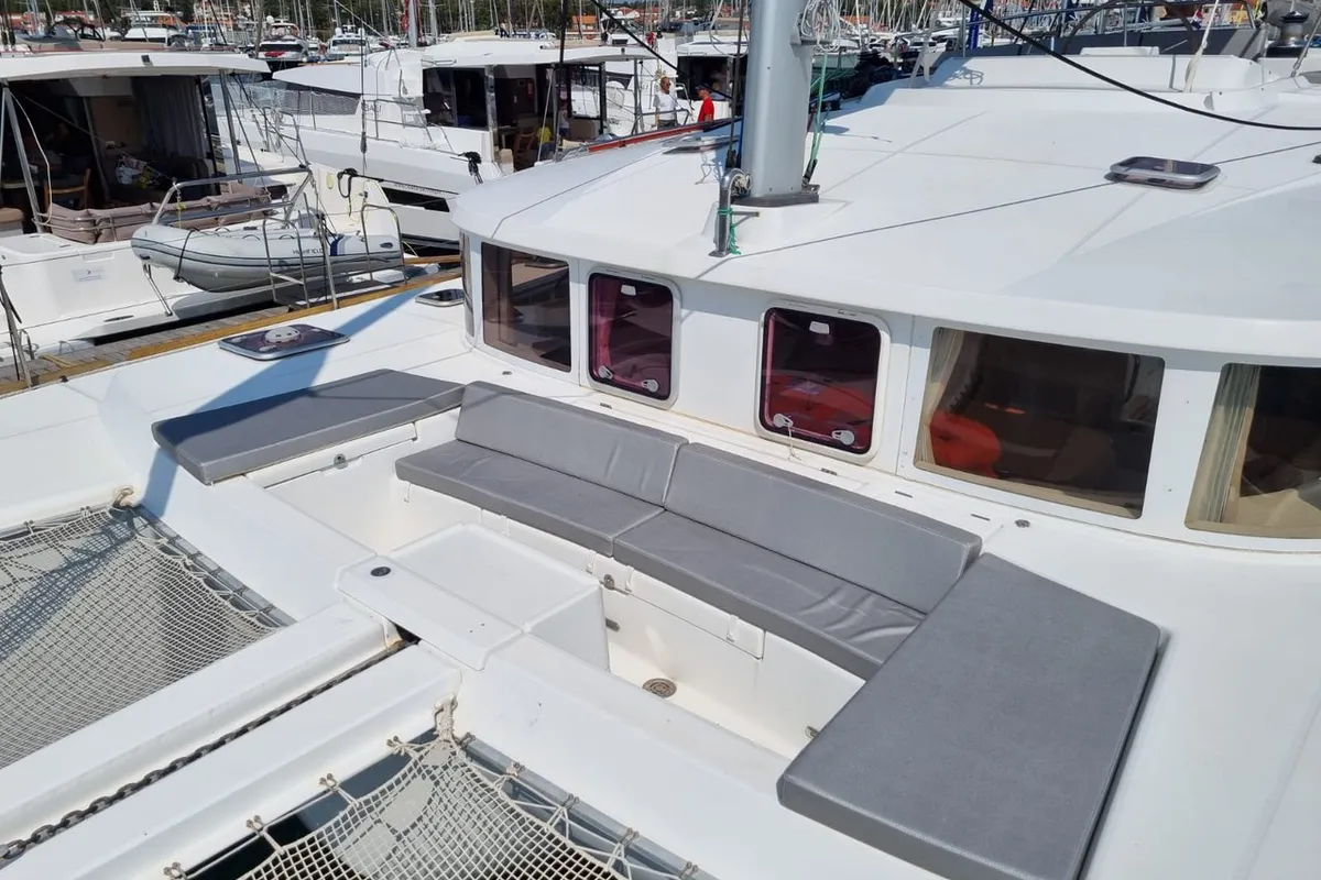 Deck of Celia, a Lagoon 440 catamaran at Marina, Croatia
