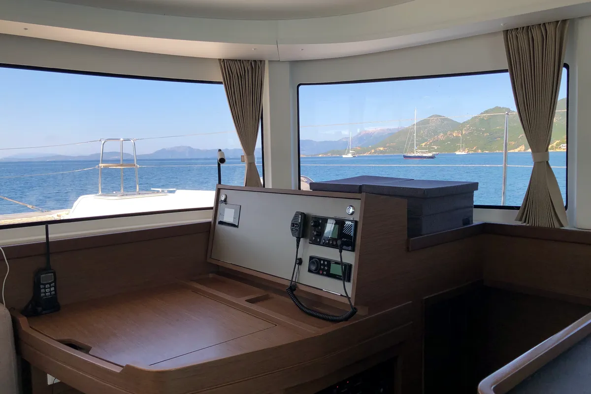 Salon of Loki, a Lagoon 42 catamaran at Piombino, Italy