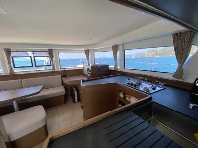 Galley of Loki, a Lagoon 42 catamaran at Piombino, Italy