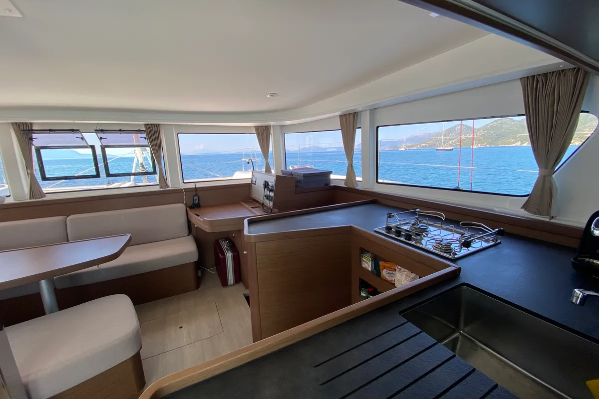 Galley of Loki, a Lagoon 42 catamaran at Piombino, Italy