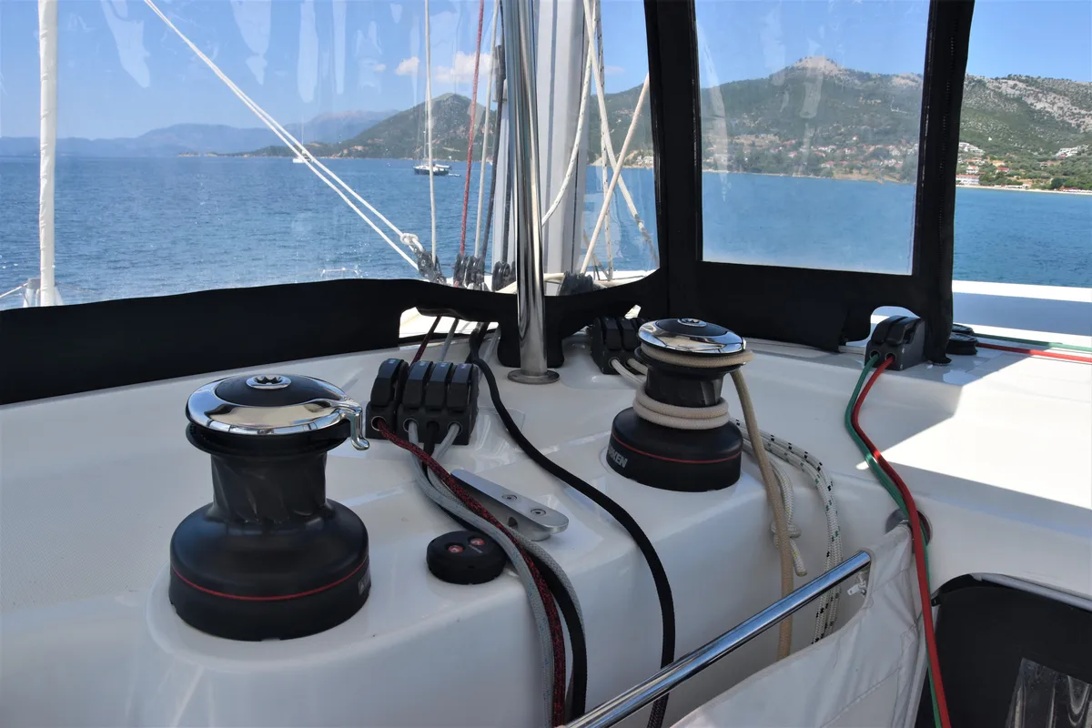 Loki, a Lagoon 42 catamaran at Piombino, Italy