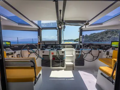 Cockpit of Stardust, a Gulet Windelo 54 catamaran at Municipal Unit of Lefkada, Greece