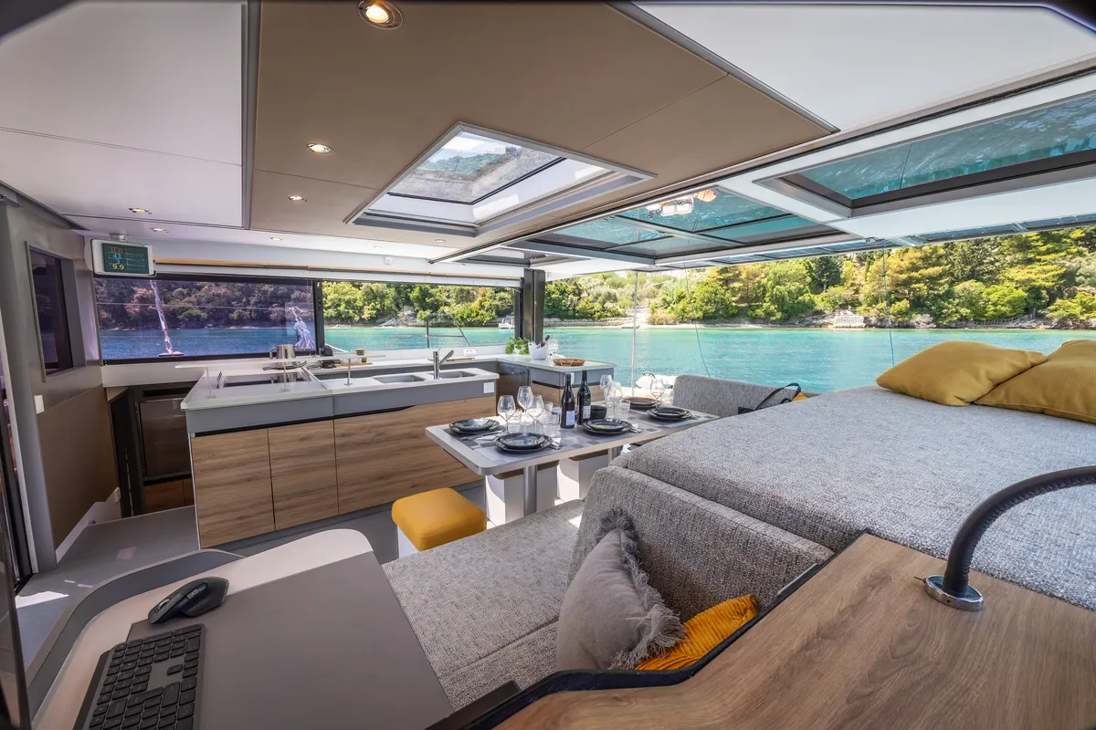 Salon of Stardust, a Gulet Windelo 54 catamaran at Municipal Unit of Lefkada, Greece