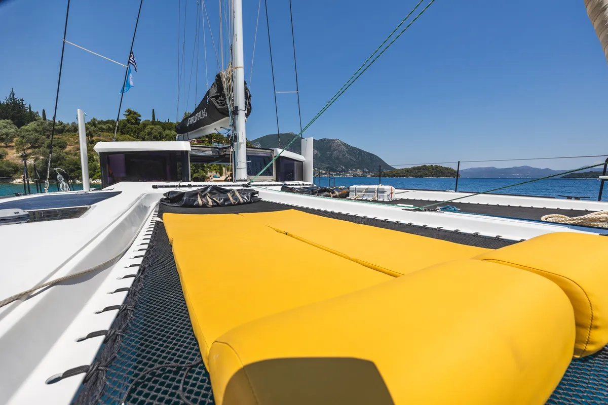 Deck of Stardust, a Gulet Windelo 54 catamaran at Municipal Unit of Lefkada, Greece