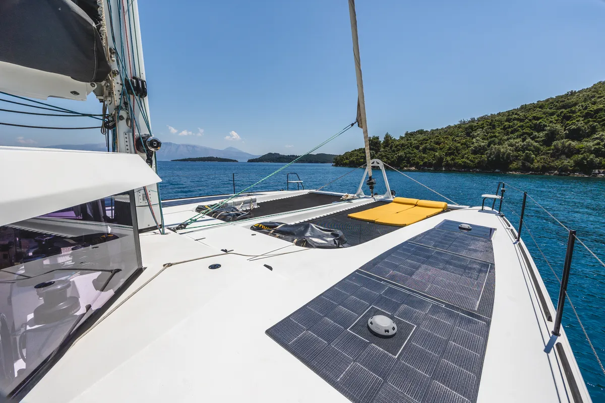 Deck of Stardust, a Gulet Windelo 54 catamaran at Municipal Unit of Lefkada, Greece