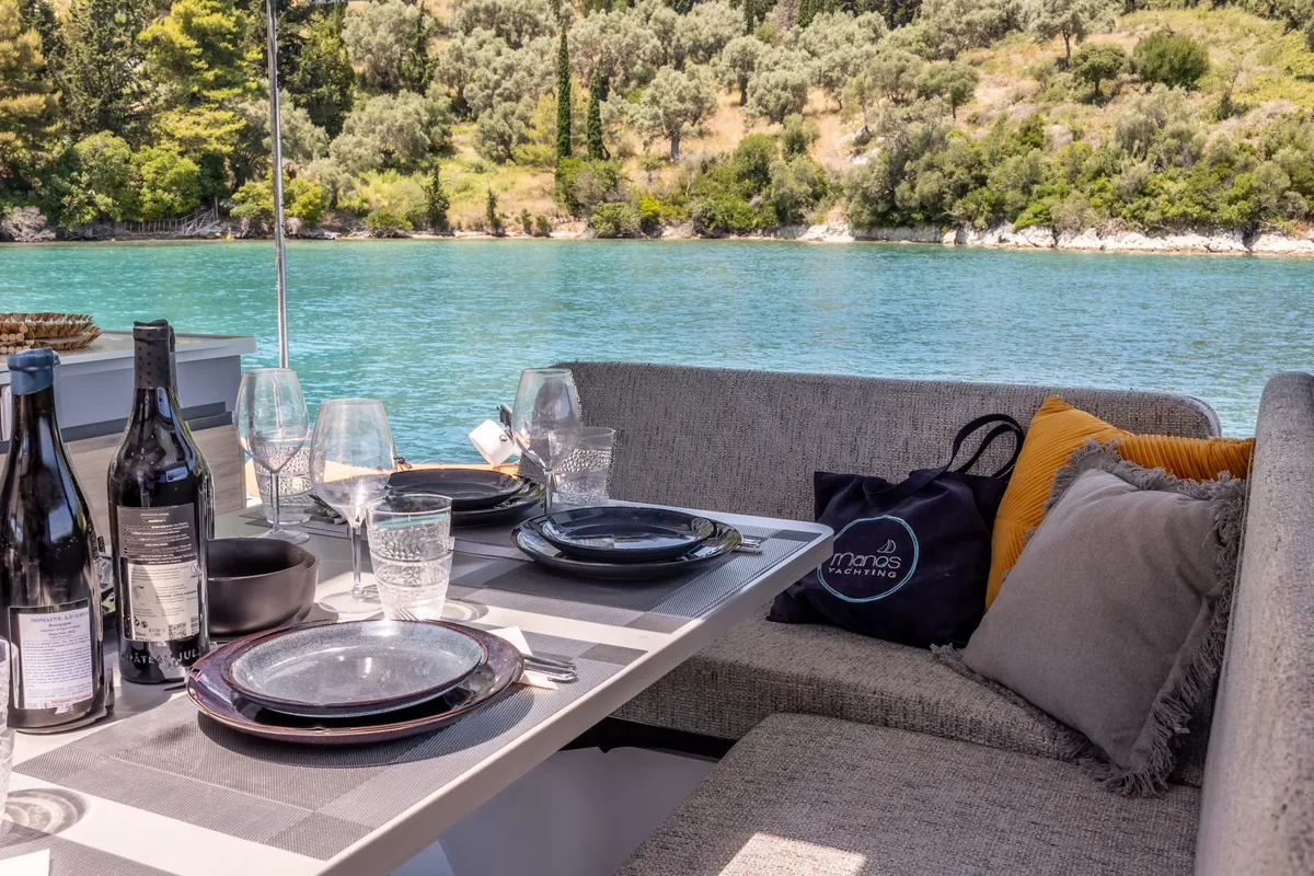 Deck of Stardust, a Gulet Windelo 54 catamaran at Municipal Unit of Lefkada, Greece