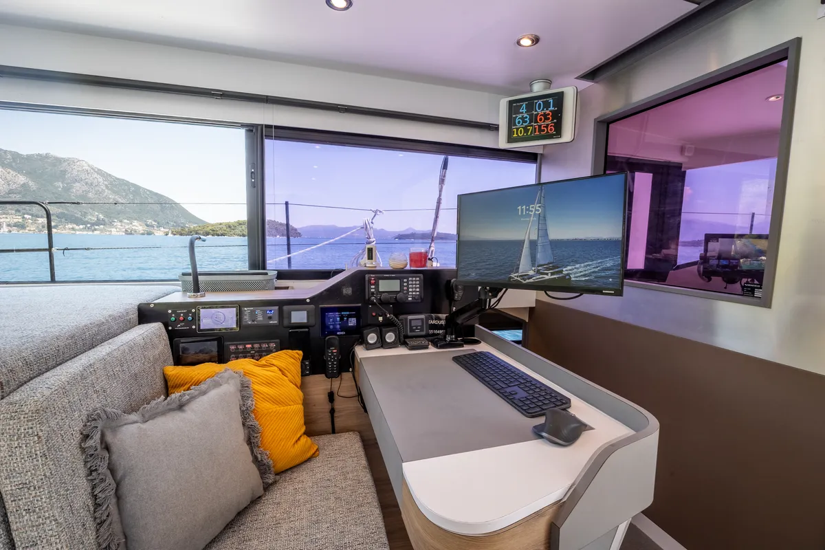 Cockpit of Stardust, a Gulet Windelo 54 catamaran at Municipal Unit of Lefkada, Greece