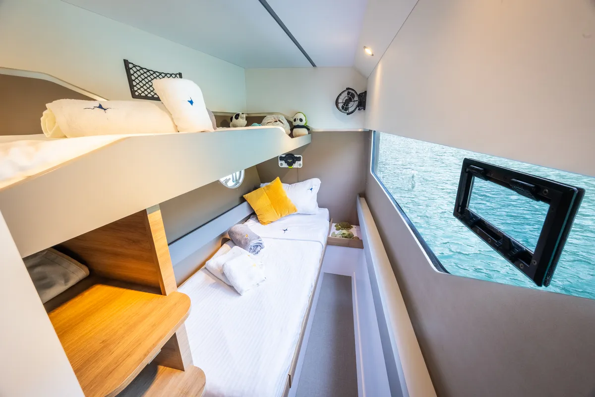 Cabin on Stardust, a Gulet Windelo 54 catamaran at Municipal Unit of Lefkada, Greece