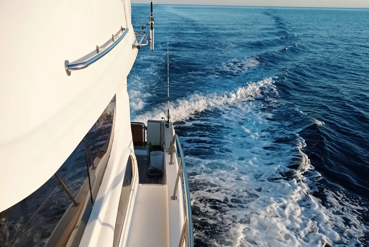 Deck of Altair 45, a motor yacht at Pula, Croatia