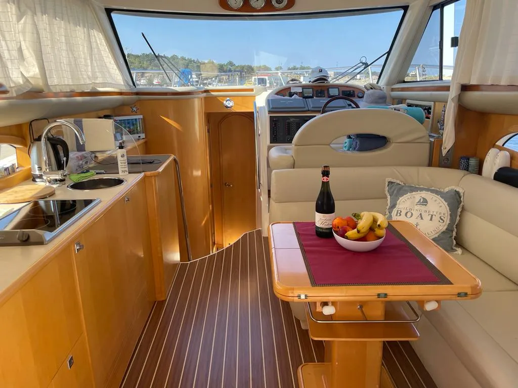 Salon of Altair 45, a motor yacht at Pula, Croatia