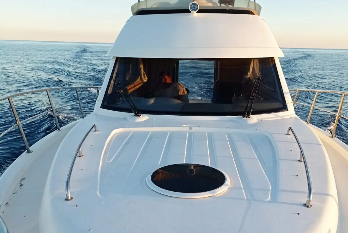 Deck of Altair 45, a motor yacht at Pula, Croatia