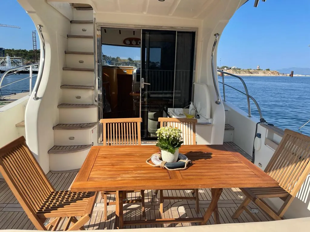 Deck of Altair 45, a motor yacht at Pula, Croatia