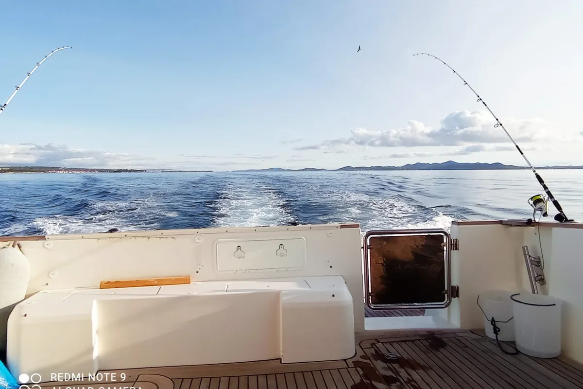 Deck of Altair 45, a motor yacht at Pula, Croatia