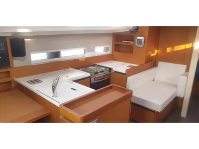 Galley of The Song Is You, a Jeanneau Sun Odyssey 410 sailboat at Tropea, Italy